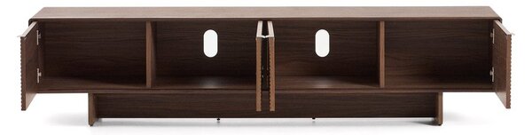 Ciemnobrązowa szafka pod TV w dekorze orzecha 200x46x40 cm Norlen – Kave Home