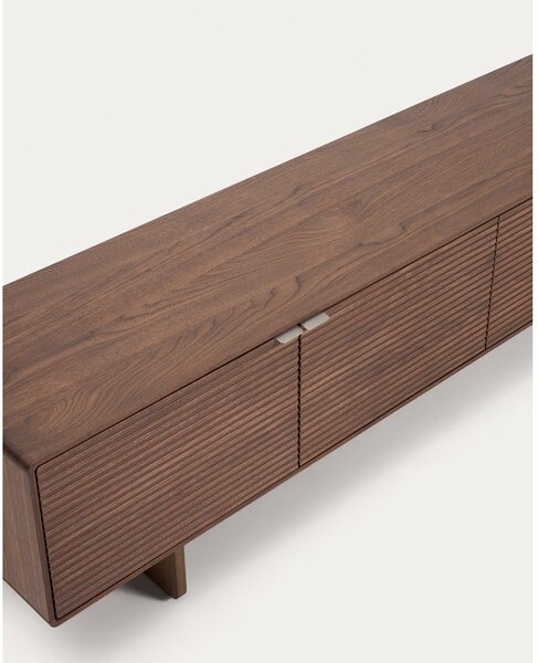 Ciemnobrązowa szafka pod TV w dekorze orzecha 200x46x40 cm Norlen – Kave Home