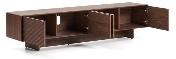 Ciemnobrązowa szafka pod TV w dekorze orzecha 200x46x40 cm Norlen – Kave Home