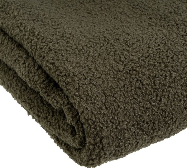 Zielony koc z materiału sherpa 130x160 cm Sherpa Bouclé – Casa Selección