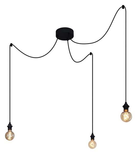 Zewnętrzna lampa wisząca czarna 3-punktowa IP44 - Cava