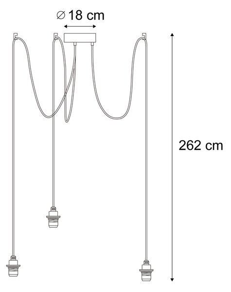 Zewnętrzna lampa wisząca czarna 3-punktowa IP44 - Cava