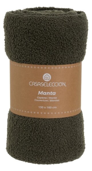 Zielony koc z materiału sherpa 130x160 cm Sherpa Bouclé – Casa Selección