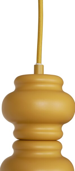 Retro Lampa wisząca musztardowożółta z matowym szkłem 3-punktowa - Fedde