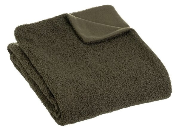 Zielony koc z materiału sherpa 130x160 cm Sherpa Bouclé – Casa Selección