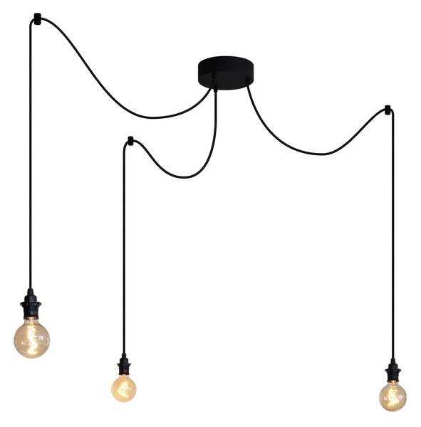 Zewnętrzna lampa wisząca czarna 3-punktowa IP44 - Cava