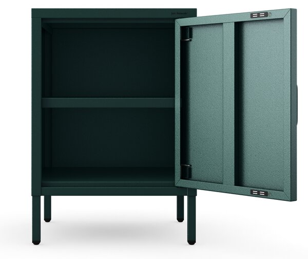 Szafka nocna metalowa na nóżkach butelkowa zieleń, 424x595x400 mm: MIA Modern