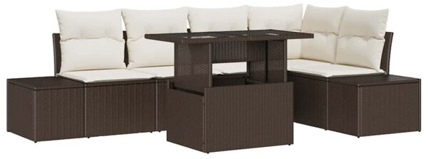 Zestaw Mebli Ogrodowych Komplet Wypoczynkowy 6-Częściowy Brązowy Rattan Na Taras Balkon Ogród