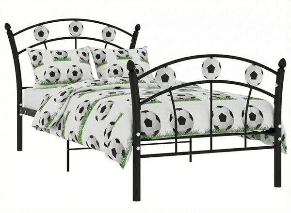 Czarne metalowe łóżko z motywem piłki 90x200 cm P5-C71