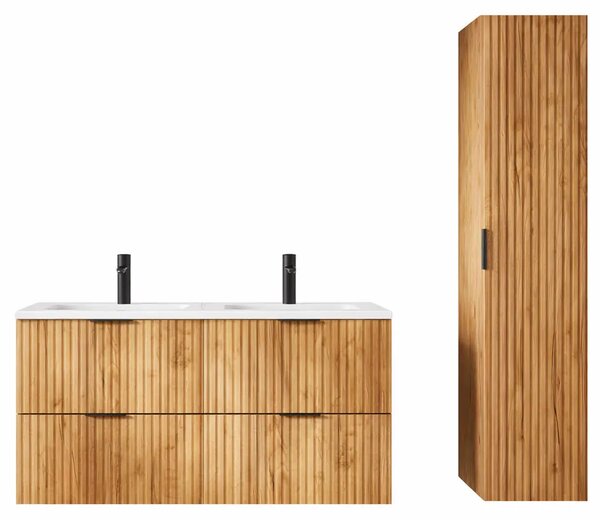 Komplet łazienkowych szafek wiszących dąb craft złoty G4-K76