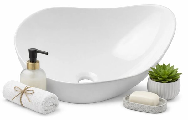 Umywalka biała ceramiczna kształcie o nieregularnym B2-S03