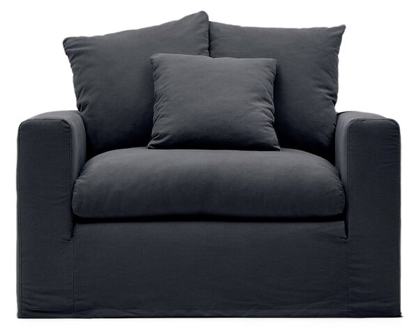Antracytowy lniany fotel Nora – Kave Home