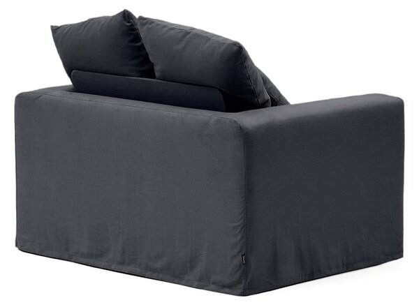 Antracytowy lniany fotel Nora – Kave Home