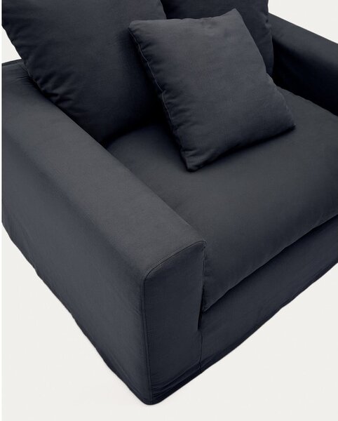 Antracytowy lniany fotel Nora – Kave Home