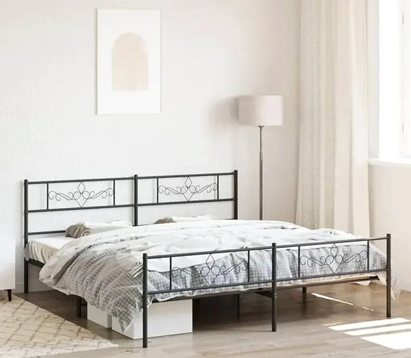 Czarne metalowe łóżko małżeńskie 200x200 cm M0-S07
