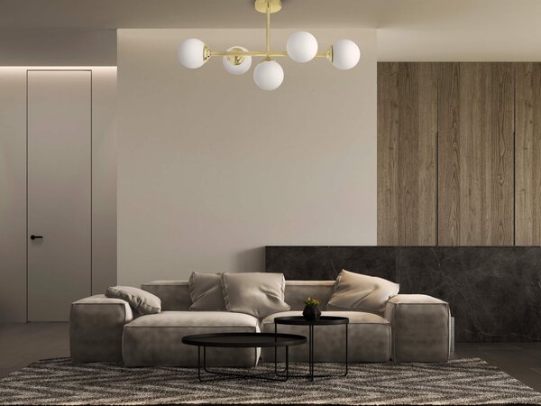 LAMPA WISZĄCA SUFITOWA PLAFON NOWOCZESNA ZŁOTO KLASYCZNE BIAŁE KULE FINO 5 LED