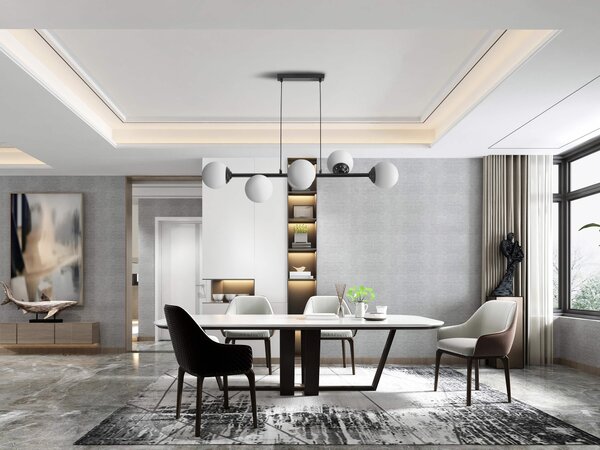 LAMPA WISZĄCA SUFITOWA NOWOCZESNA CZARNA BIAŁE KULE FINO 6 LED