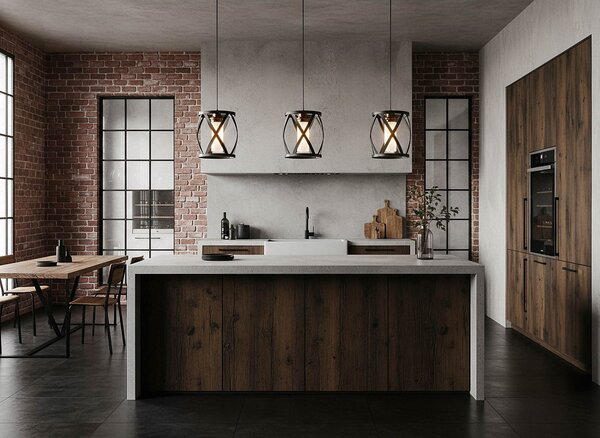 LAMPA WISZĄCA LOFT CZARNO-MOSIĘŻNA ASTILA W1