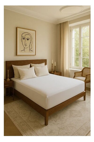 Białe prześcieradło z bawełny renforcé z gumką 200x140 cm Ranforce – Mila Home Luxury