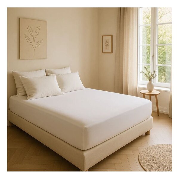 Białe prześcieradło z bawełny renforcé z gumką 200x140 cm Ranforce – Mila Home Luxury