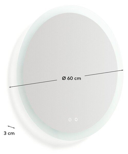 Lustro ścienne z oświetleniem ø 60 cm Mervi – Kave Home