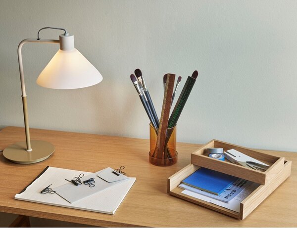 Biała lampa stołowa ze szklanym kloszem (wysokość 44 cm) Spot – Hübsch