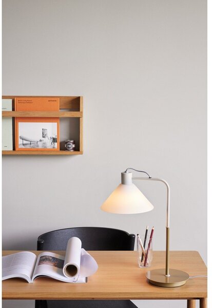 Biała lampa stołowa ze szklanym kloszem (wysokość 44 cm) Spot – Hübsch