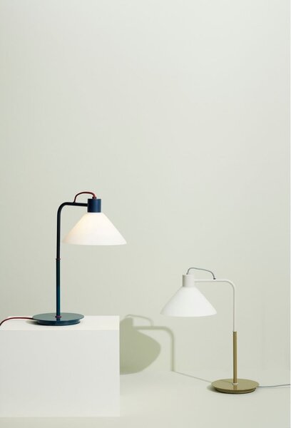 Biała lampa stołowa ze szklanym kloszem (wysokość 44 cm) Spot – Hübsch