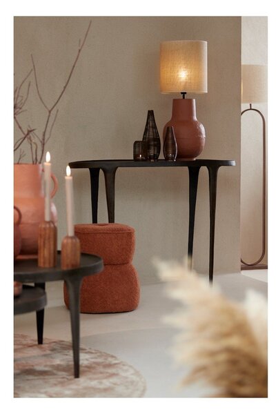 Pomarańczowy puf z materiału bouclé Leyla – Light & Living