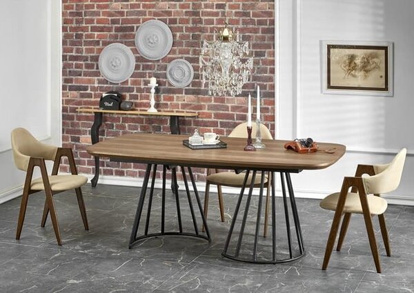 Designerskie krzesło do jadalni beż/orzech | Umeblowana.com