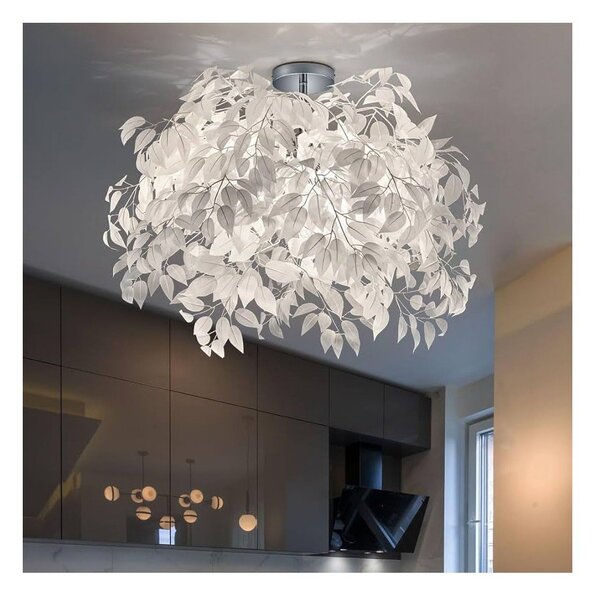 Biała lampa wisząca Reality Pendant Leavy, wys. 73 cm
