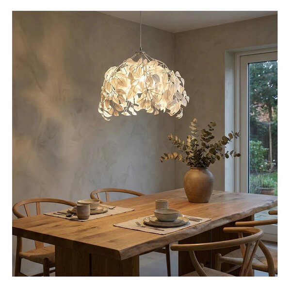 Biała lampa wisząca Reality Pendant Leavy, wys. 150 cm