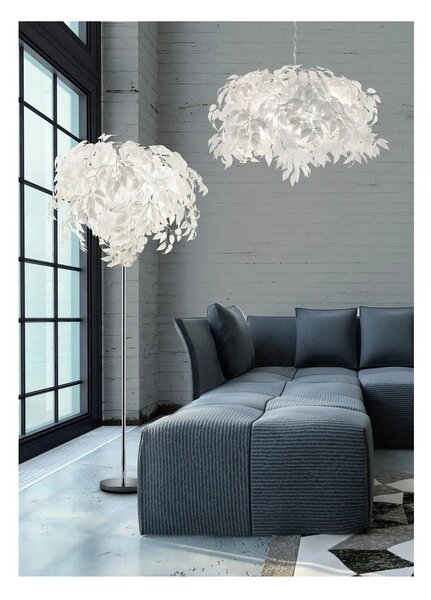 Biała lampa stojąca Reality Leavy, wys. 180 cm