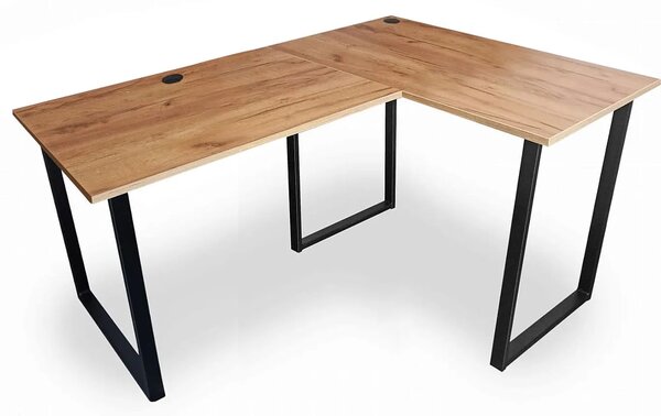 Narożne biurko na metalowych nogach 150x90x60 dąb craft złoty P8-F93