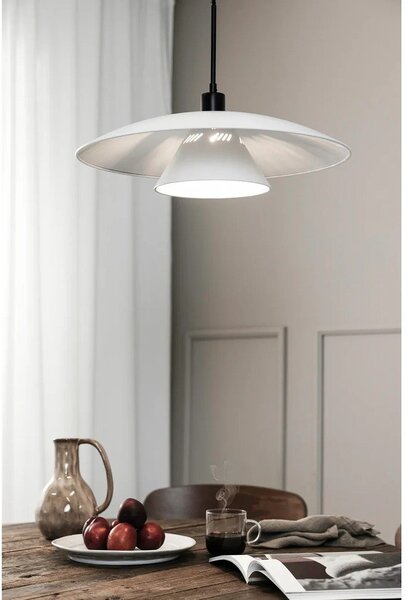Czarno-biała lampa wisząca z metalowym kloszem ø 50 cm Millinge – Markslöjd