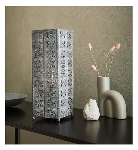 Szara lampa stołowa Markslöjd Agra, wys. 33,5 cm