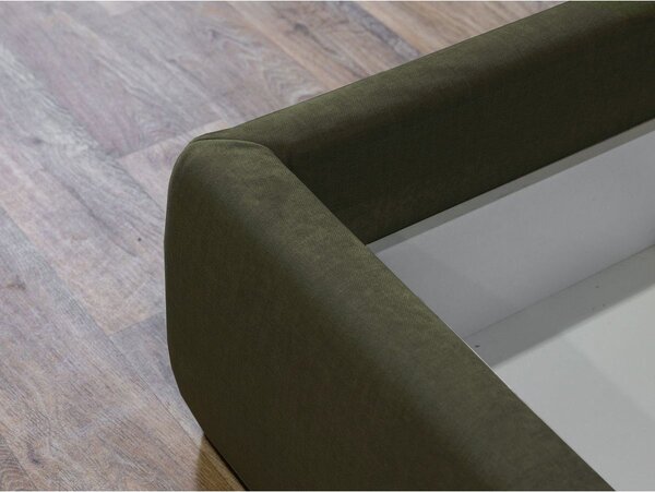 Ciemnozielone tapicerowane łóżko dwuosobowe ze schowkiem ze stelażem 160x200 cm Jade – Bobochic Paris