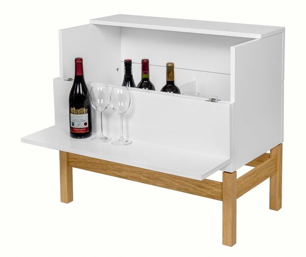 Biały barek na naturalnymi elementami 75x70 xm Woodman Grande