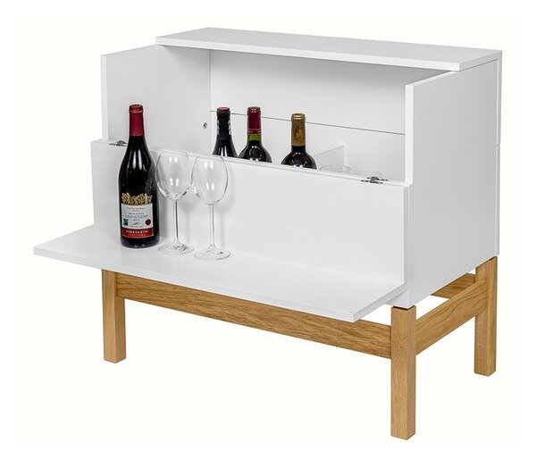 Biały barek na naturalnymi elementami 75x70 xm Woodman Grande