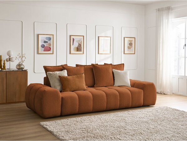 Sofa z tkaniny szenilowej w kolorze terakoty 278 cm Everest – Bobochic Paris