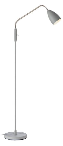 Szara lampa stojąca LED ze ściemniaczem i metalowym kloszem (wysokość 140 cm) Patro – Markslöjd