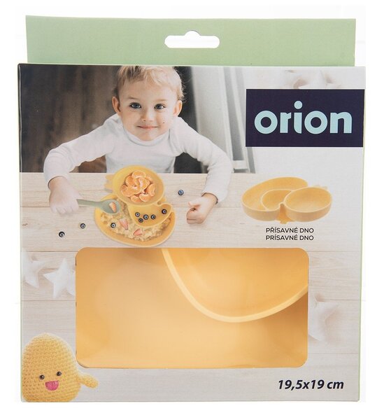 Żółty silikonowy talerz dla dzieci 19x19,5 cm Chicken – Orion