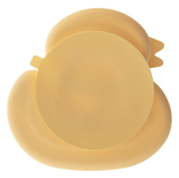 Żółty silikonowy talerz dla dzieci 19x19,5 cm Chicken – Orion