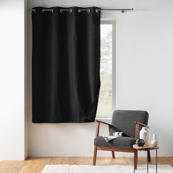 Czarna zasłona termiczna częściowo zaciemniająca (dimout) z mikrowłókna 135x180 cm Micropolar – douceur d'intérieur