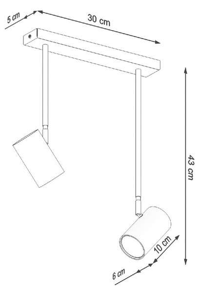 Czarna lampa punktowa 10x30 cm Jones – Sollux