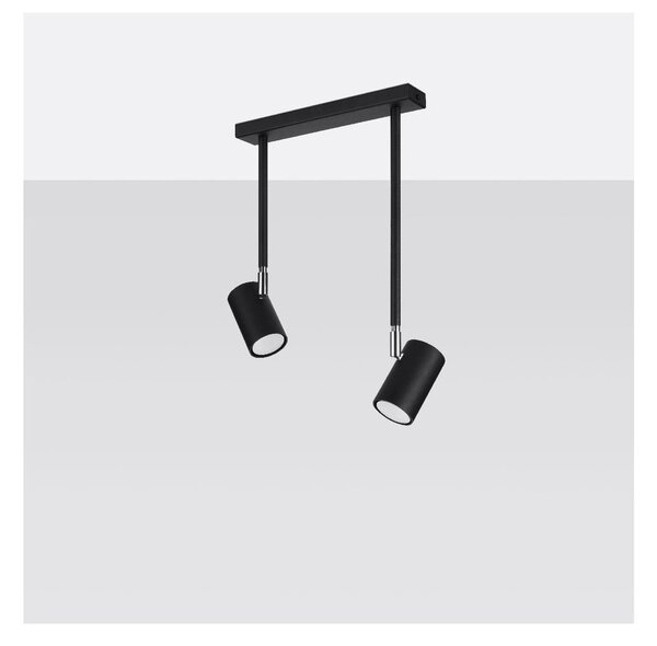Czarna lampa punktowa 10x30 cm Jones – Sollux