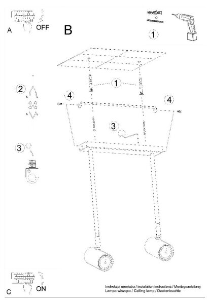 Czarna lampa punktowa 10x30 cm Jones – Sollux