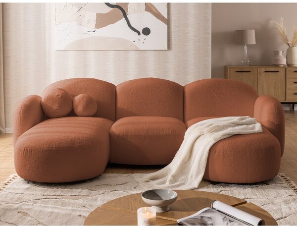 Narożnik z materiału bouclé (w kształcie litery U) w kolorze terakoty Orbit – Ropez