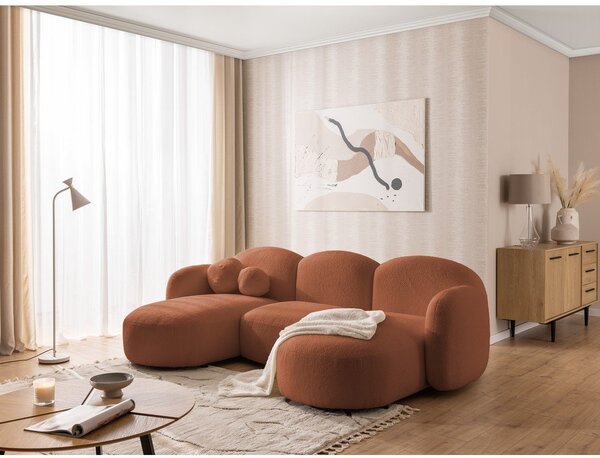 Narożnik z materiału bouclé (w kształcie litery U) w kolorze terakoty Orbit – Ropez