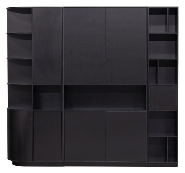 Czarny regał modułowy z litego drewna sosnowego 228x210 cm Finca – WOOOD